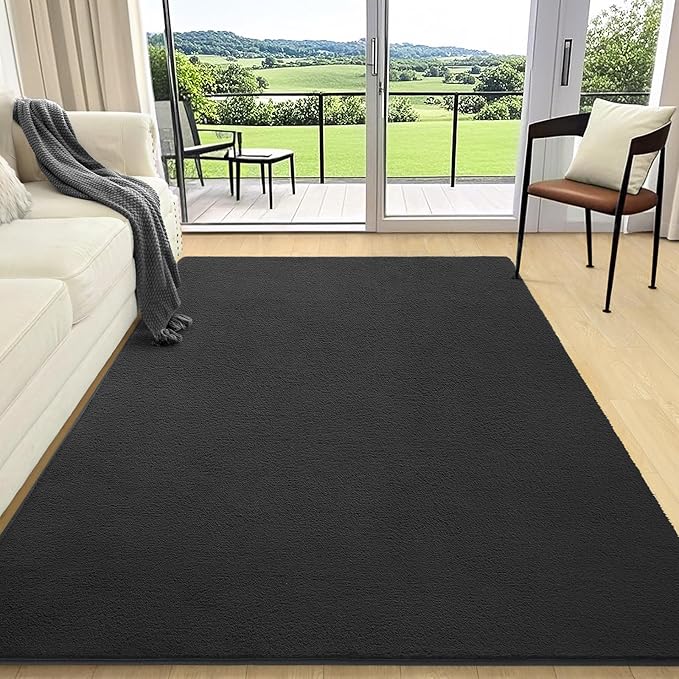 AROGAN 6x9 Area Rugs for Living Room Non Slip Dorm Bedroom Rug, Dark Grey | Modern Area Rugs with Soft Memory Foam, Minimalist Washable Indoor Floor Carpet for Dining Room Office Kids Playroom Decor
