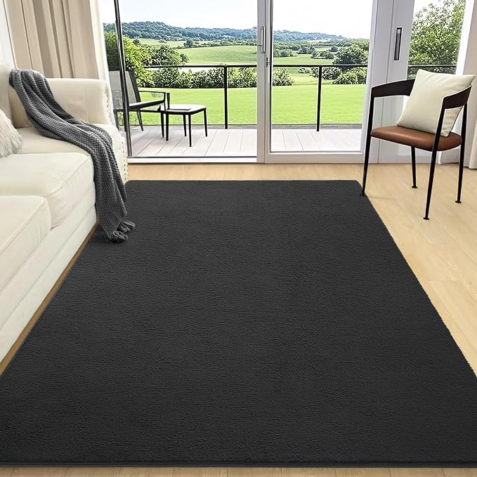 AROGAN 5x7 Area Rugs for Living Room Non Slip Dorm Bedroom Rug, Dark Grey | Modern Area Rugs with Soft Memory Foam, Minimalist Washable Indoor Floor Carpet for Dining Room Office Kids Playroom Decor