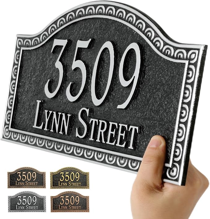 Address Sign Lawn Mounted - Custom House Number Sign with 2 Solid Metal Stakes,Address Numbers for Outside House,Yard,Garden,Grass,Ground,Drive Way,Lawn,13'' x 7.5''