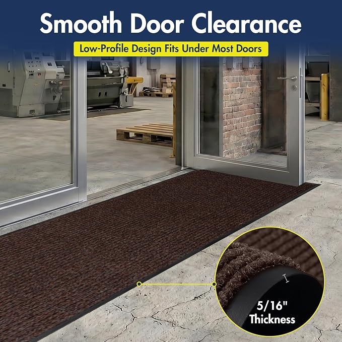 Notrax 109 Industrial Door Mat, 3' x 10' Large Entrance Mat, Heavy Duty Commercial Rugs for Entryway, Welcome Lobbies, Garage, and Mudroom, Made in the USA, Brown, Brush Step 109S0310BR