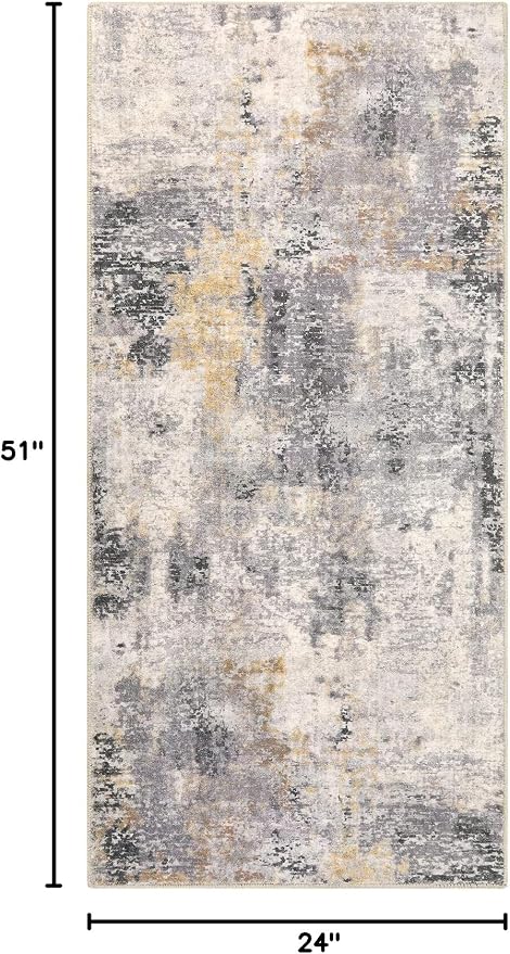 Lahome 2x4 Runner Rug for Hallway, Washable Soft Runner Rug Non Slip, Easy Clean Stain Resistant Carpet for Entryway, Laundry, Bedroom, Helps Soften Footstep &Protect Floors, 2 x 4 Grey