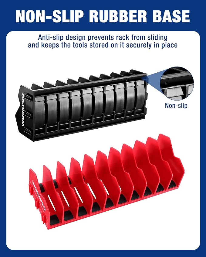 WORKPRO 2-Pack Plier Organizer Rack, 20-Slot Tool Organizer and Storage | Large Capacity Plier Holder, Non-Slip Rubber Base, High-Strength Plastic, Extendable Tool Box Organizer, Pliers Not Included