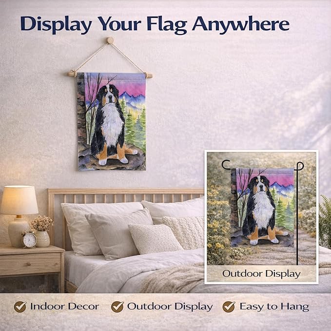 Caroline's Treasures SS8336GF Bernese Mountain Dog Garden Flag Mailbox Flag Decorative Yard Flag Banner Outside Patio Artwork Yard Flower Beds, Garden Size, Multicolor