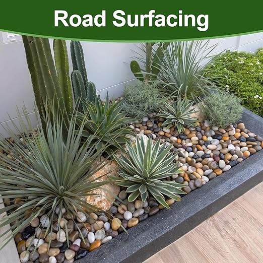 Pulovin 40lbs River Rocks for Plants, 1-1/2 inch Decorative Garden Rocks Outdoor Landscaping, Large Polished Natural Stone for Walkways, Yard, Vases, Crafts