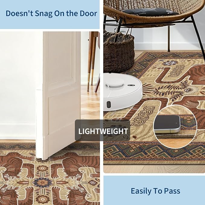 GarveeHome Tiger 8x10 Area Rugs Boho Washable Vintage Non Slip Living Room | Rugs for Bedroom, Vintage Tribal Soft Animal Print Throw Rug Ultra Thin Stain Resistant Floor Carpet for Office
