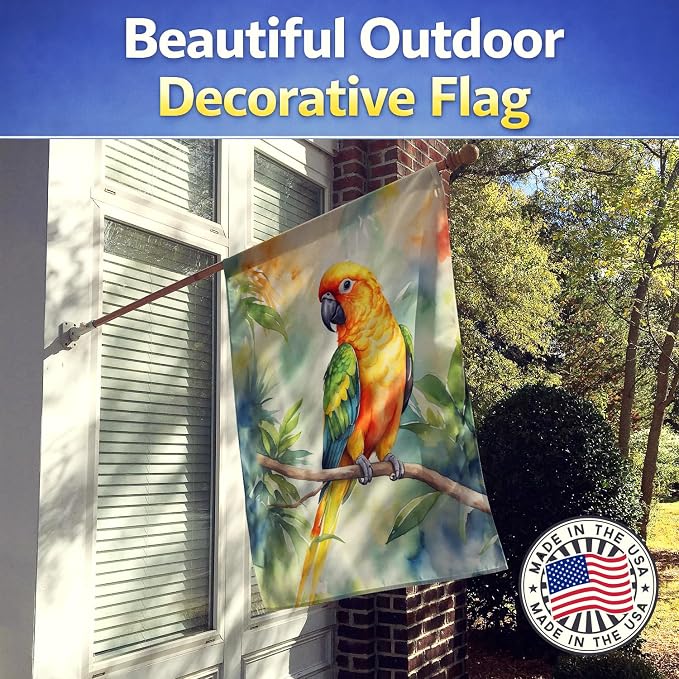 Caroline's Treasures Sun Conure House Flag Large Porch Sleeve Pole Decorative Outside Yard Banner Artwork Wall Hanging, Polyester, House Size, Multicolor