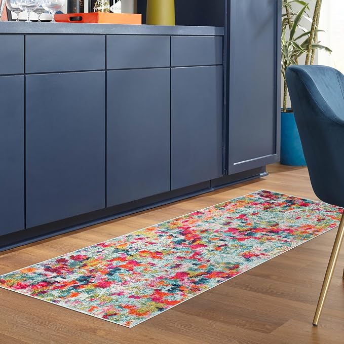 Unique Loom Chromatic Collection Area Rug - Champagne (2' 2" x 6' Runner, Multi/ Blue)