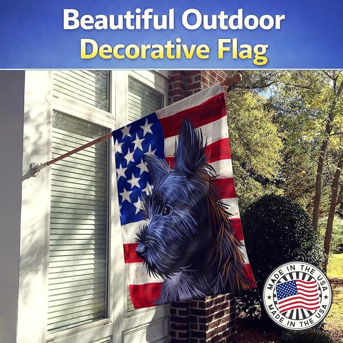 Caroline's Treasures CK6709CHF Skye Terrier Dog American Flag House Flag Large Porch Sleeve Pole Decorative Outside Yard Banner Artwork Wall Hanging, Polyester, House Size, Multicolor