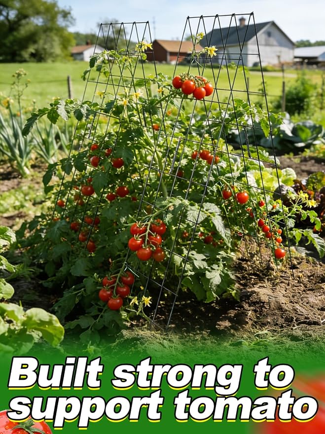 2Sets Cucumber Trellis for Raised Garden Bed - 59" L x15.7'' W 4.5mm Wire Heavy Duty Weather-Resistant Foldable A-Frame Metal Plant Support, for Squash Pole Bean Climbing Plants Vegetables Outdoor