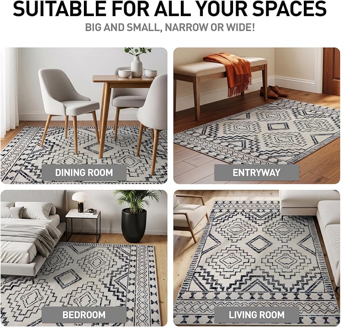 Rugshop Southwestern Geometric Tribal Boho Runner Rug Soft Cream 2' 3" x 8' | Size 2' 3" x 8', Living Room, Bedroom, Dining Room, Home Office, Kitchen, Entryway, Hallway, Nursery, Kids Room, Guest Room