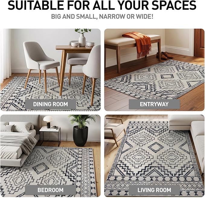 Rugshop Southwestern Geometric Tribal Boho Area Rug Soft Cream 2' 3" x 4' | Rectangular, Size 2' 3" x 4', Living Room, Bedroom, Dining Room, Home Office, Kitchen, Entryway, Hallway, Nursery, Kids Room