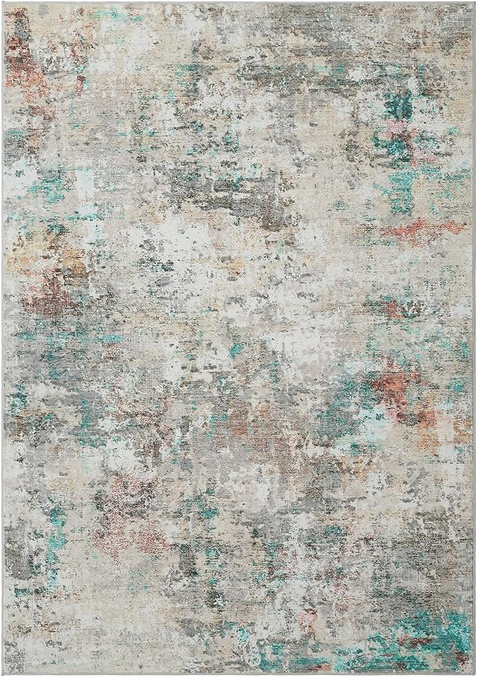 ROYHOME Modern Abstract Area Rug 8x10 Non Slip, Colorful | Non Shedding Rug Low Pile Stain Resistant for Bedroom Living Room