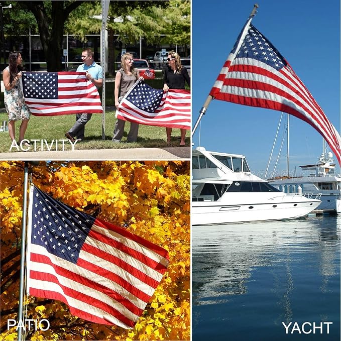 8x12 FT American Flag for Outside, 210D Polyester US Flag with Embroidered Stars Sewn Stripes, Fade UV Weather Resistant Double Sided for Garden High Winds Areas