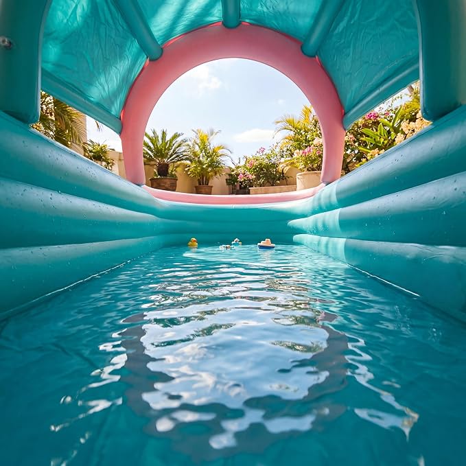 Inflatable Kiddie Pool with Canopy, Giant Fish Blow Up Pool for Kids Toddlers Adults, Thickened PVC Family Pool, 3 Air Chambers, 112"×65"×22" Backyard Summer Splash