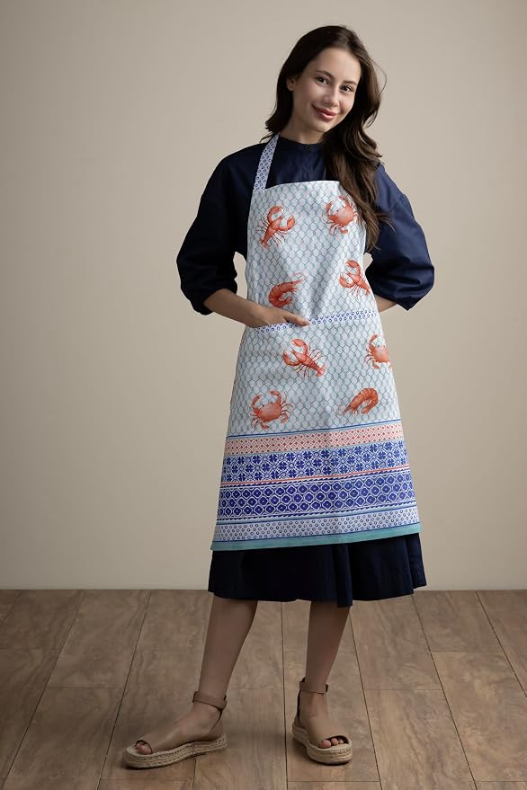 Maison d' Hermine Aprons for women with Pocket 100% Cotton (27.50"x31.50") | Adjustable Neck Strap & long ties Apron Men Chef Wedding Cooking Gardening Server Maid
