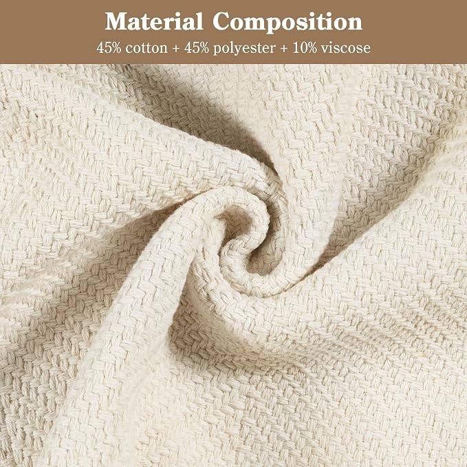 Boho Living Room Area Rugs, 5 X 8 ft Washable Woven Bedroom Rug | White Farmhouse Braided Carpets for Dining Room, Modern Soft Nursery Room Rug for Dorm Patio Balcony Decor