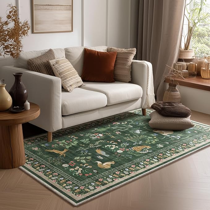 3x5 Washable Area Rugs for Entryway: Small Throw Rugs Stain Resistant Non Slip Low Pile Soft Faux Wool Lightweight Entry Rug for Bedroom Living Room Kitchen Bathroom Laundry Room Home Office Indoor
