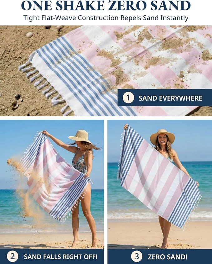 Lane Linen Beach Towels 12 Pack - Oversized & Pre-Washed Large Beach Towel Set - Stylish Pool Towels For Adults, Quick Dry, Soft & Lightweight Lightweight Travel Towel Pack, 39"x71" - Seaside Symphony