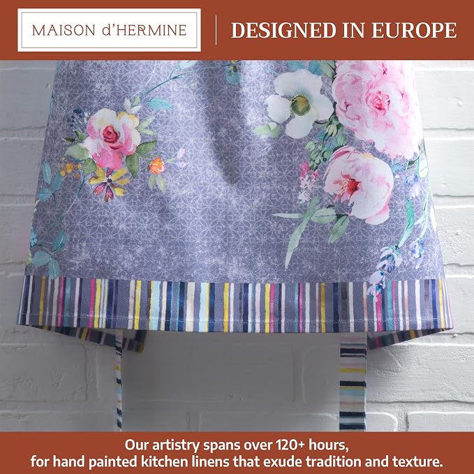 Maison d' Hermine Aprons for women with Pocket 100% Cotton (27.50"x31.50") | Adjustable Neck Strap & long ties Apron Men Chef Wedding Cooking Gardening Server Maid