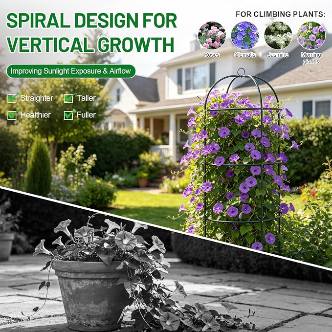 Trellis for Climbing Plants Outdoor, 75" Tall, 21" Dia, Heavy Duty Metal Garden Trellis Tower Potted Cages for Flowers Fruits Vegetable Cucumber Tomato Rose Clematis Pea Bean Raised Bed Trellises