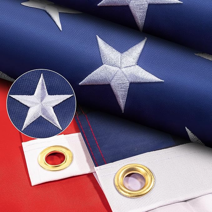 American Flag 4x6 FT Outdoor - American Flags for Outside, Deluxe US Flag 4 x 6 Heavy Duty Outdoor with Luxury Embroidered Stars, Brass Grommets and Sewn Stripes, Deluxe 4x6 FT American Flag