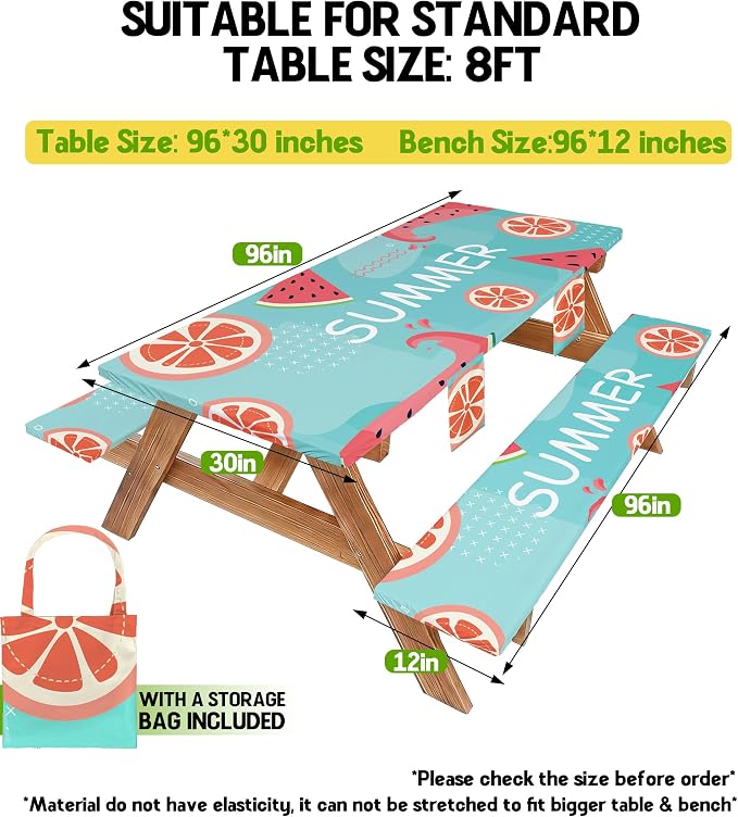 Picnic Table Cover with Bench Covers Table Cloth Tablecover Camping Essentials Camp Tools Camper Ideas Outdoor Summer Beach Accessories Must Haves Motorhome Trailer Road Trip Tent Rv Travel Supplies
