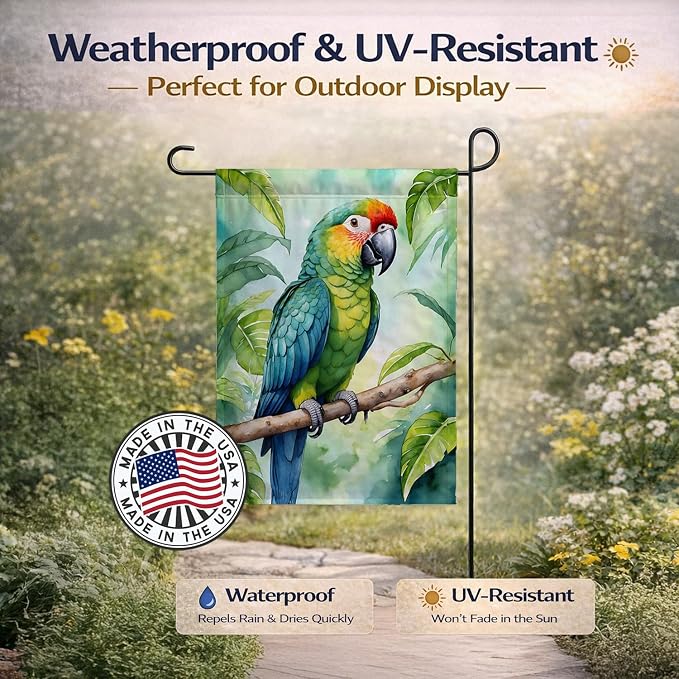 Caroline's Treasures Amazon Parrot Garden Flag Mailbox Flag Decorative Yard Flag Banner Outside Patio Artwork Yard Flower Beds, Garden Size, Multicolor