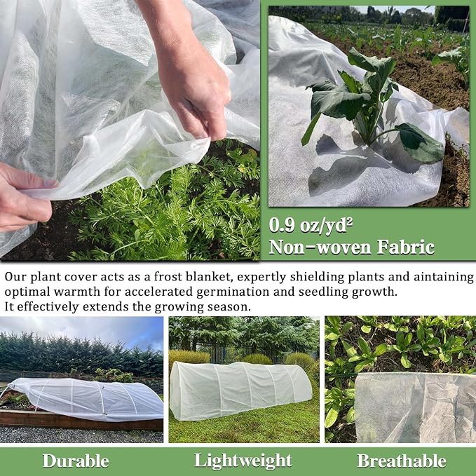 Plant Covers Freeze Protection 10 x 30 Ft, Thick Frost Cloth for Outdoor Plants, Winter Plant Blankets and Frost Covers for Garden Frost Protection, Floating Row Cover