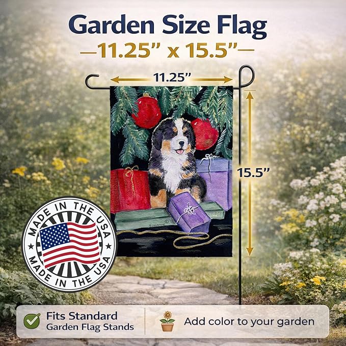 Caroline's Treasures SS8583GF Bernese Mountain Dog Garden Flag Mailbox Flag Decorative Yard Flag Banner Outside Patio Artwork Yard Flower Beds, Garden Size, Multicolor