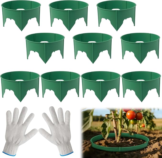 50pcs Planting Grow Rings, Round Edging Spliceable Protective Pest-Planting Rings for Vegetable Herb Flower, Circular Landscape Adjustable Plant Support Circle Protector for Watering