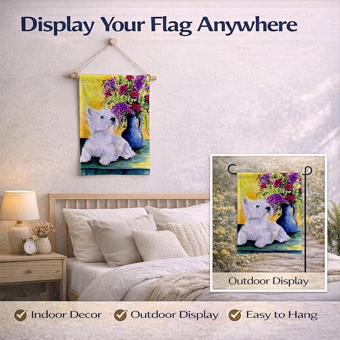 Caroline's Treasures SS8301GF Westie Garden Flag Mailbox Flag Decorative Yard Flag Banner Outside Patio Artwork Yard Flower Beds, Garden Size, Multicolor