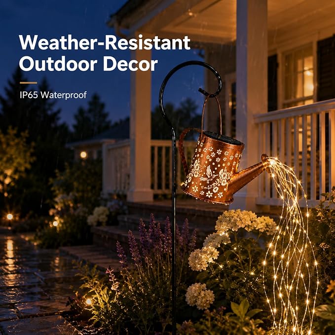 Solar Watering Can Light, Solar Powered Hanging Lantern Landscape Lights, Decorative Garden for Yard Waterproof Garden Decor, Gifts for Mom, Grandma（02-Hummingbird）