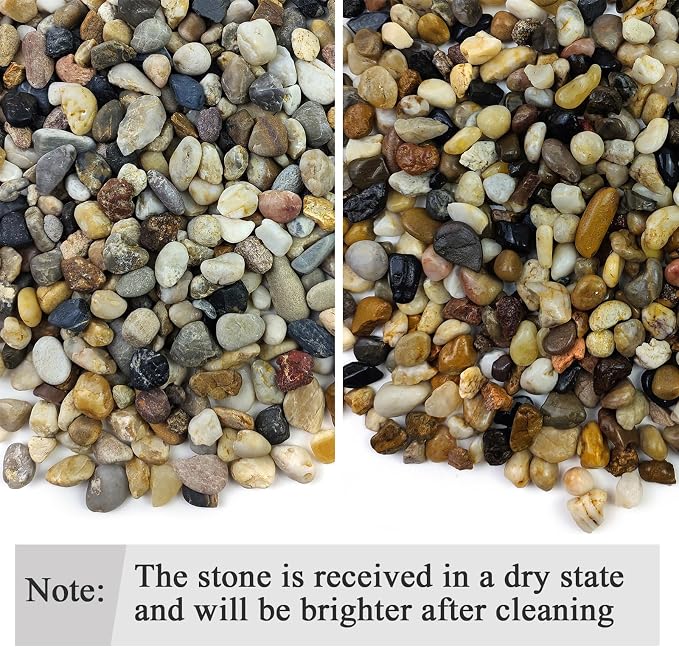 FANTIAN 5 lbs Gravel for Fish Tank, 2/5 Inch Mixed Color River Rocks for Aquarium, Vase Fillers, Cactus Bonsai, Plant Soil Cover and Outdoor Garden Landscaping Rocks