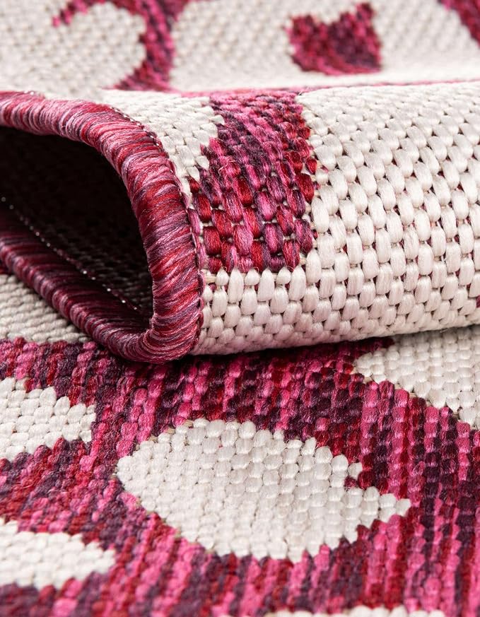 Unique Loom Outdoor Safari Collection Area Rug - Leopard (7' 10" x 11' Rectangle, Magenta/ Ivory)