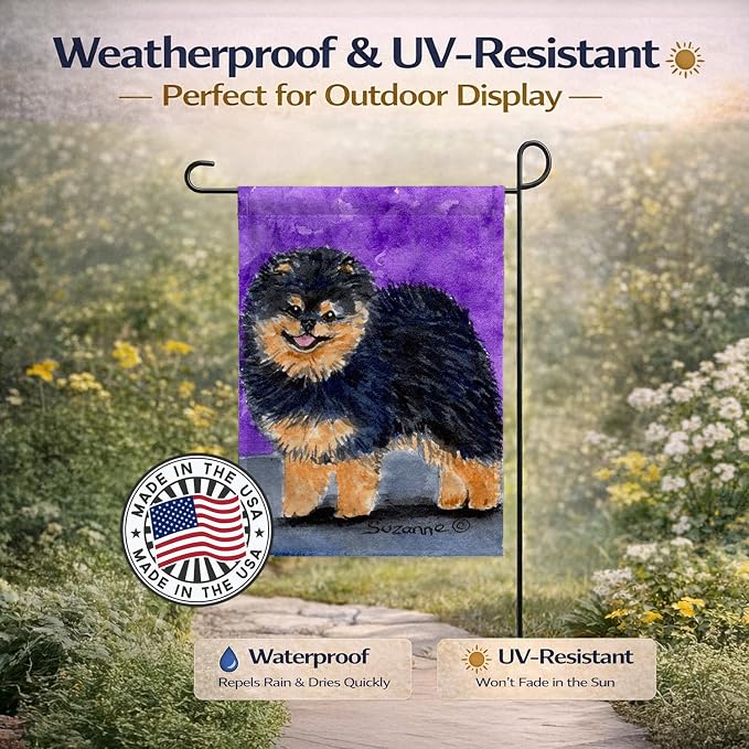 Caroline's Treasures SS8687GF Pomeranian Garden Flag Mailbox Flag Decorative Yard Flag Banner Outside Patio Artwork Yard Flower Beds, Garden Size, Multicolor
