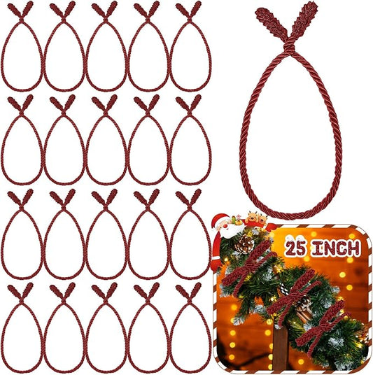 Zhengmy 20 Pcs 25 Inch Extra Long Christmas Garland Ties Christmas Decorative Twist Ties for Banister Reusable Flexible Twist for Holiday Xmas Home Decorations Craft Wrapping (Burgundy)