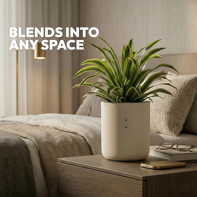 8 Inch Smart Self Watering Planter with WiFi Bridge & App Control – AI Plant Care System with Sensors, Automatic Watering, Alerts – Modern Indoor Planter for Houseplants | Cordless