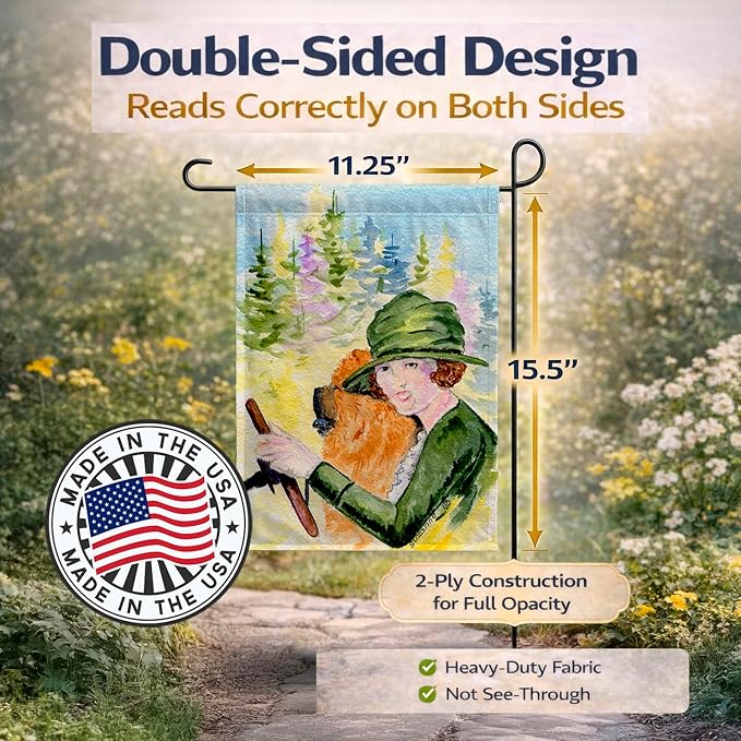 Caroline's Treasures SS8527GF Lady driving with her Chow Chow Garden Flag Mailbox Flag Decorative Yard Flag Banner Outside Patio Artwork Yard Flower Beds, Garden Size, Multicolor