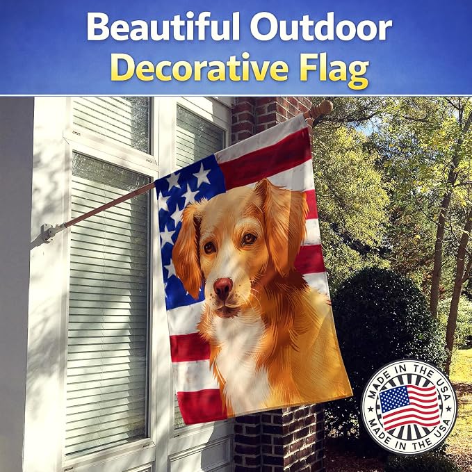 Caroline's Treasures CK6391CHF Alopekis Dog American Flag House Flag Large Porch Sleeve Pole Decorative Outside Yard Banner Artwork Wall Hanging, Polyester, House Size, Multicolor