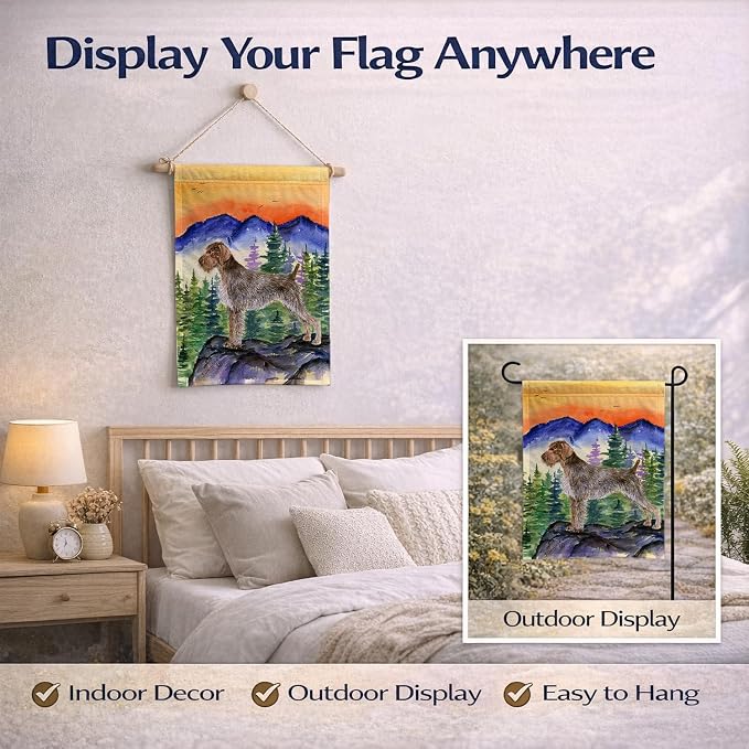 Caroline's Treasures SS8226GF German Wirehaired Pointer Garden Flag Mailbox Flag Decorative Yard Flag Banner Outside Patio Artwork Yard Flower Beds, Garden Size, Multicolor