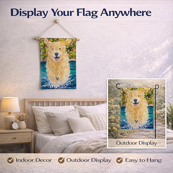 Caroline's Treasures SS8978GF Golden Retriever Garden Flag Mailbox Flag Decorative Yard Flag Banner Outside Patio Artwork Yard Flower Beds, Garden Size, Multicolor