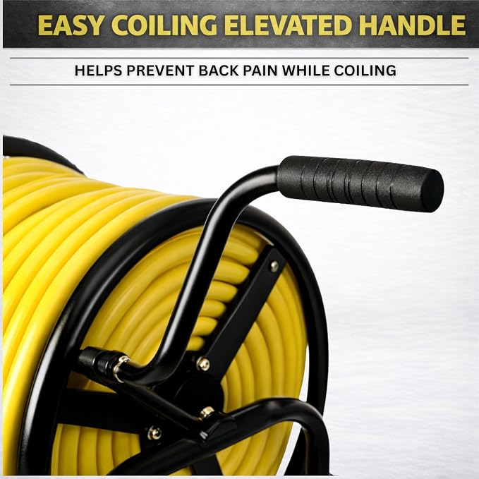 Garden Hose Reel Cart, Heavy Duty Hose Reel with Wheels, Outdoor Water Hose Reel for Backyard, Garden, or Lawn, Metal Hose Carts (400ft Hose Carriage)