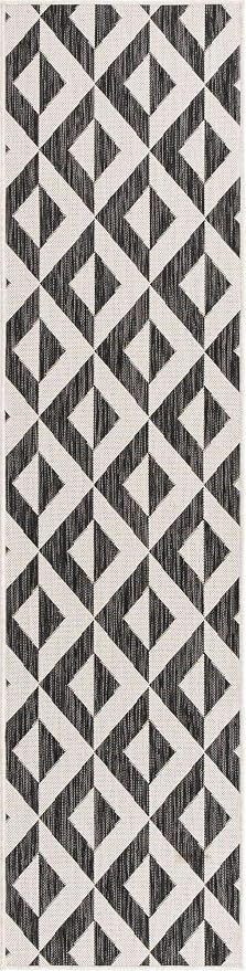 Unique Loom Outdoor Collection Area Rug - Napa (2' x 8' Runner, Charcoal Gray/ Ivory)