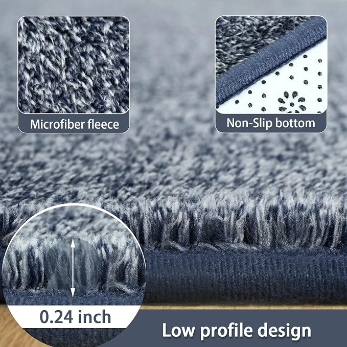 AROGAN 2x10 Runner Rug for Hallway, Long Runner Rugs Non Slip, Blue | Soft Washable Memory Foam Carpet for Bedroom, Non Slip Backing Runners Rug for Hallways, Kitchen, Bathroom, Entryway Home