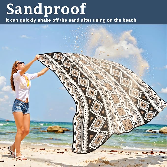 SAMSIER Large Outdoor Picnic Blankets Waterproof Foldable, Beach Blanket Sandproof Portable, Picnic Mat Washable for Camping (80"×80", Thickened)