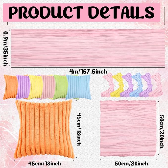 Beeveer 14 Pack Picnic Kit 91x71 Extra Large Outdoor Boho Picnic Blanket with Pastel Table Runner, 6 Throw Pillow Covers 6 Napkin Woven Cotton Yarn Oversize Washable Beach Blanket for Camp Wedding