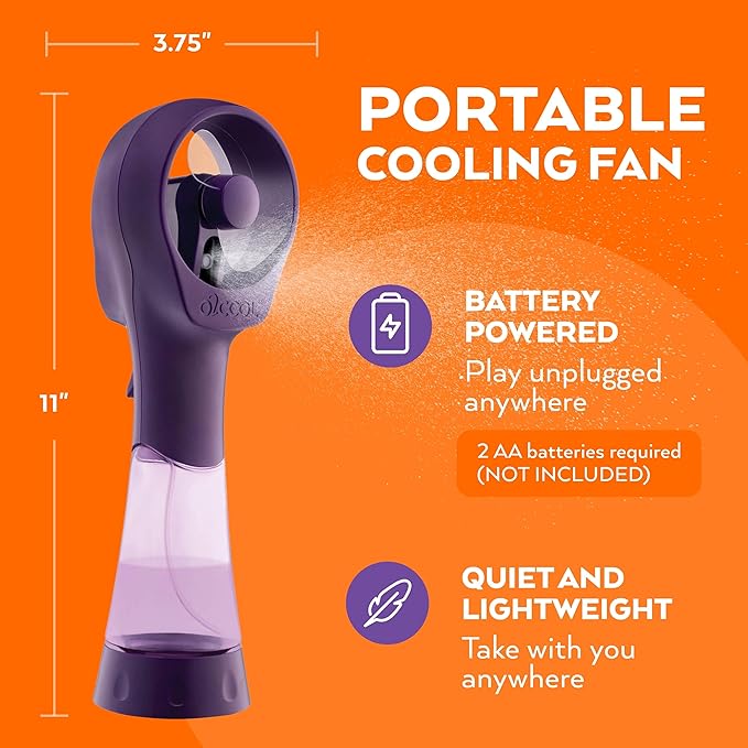 O2COOL FML0001 Elite Misting Fan, Purple