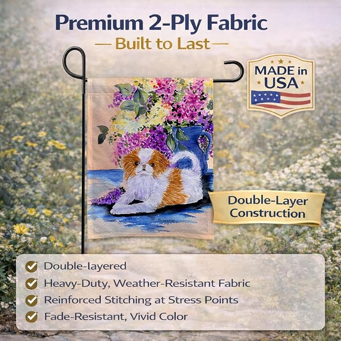 Caroline's Treasures SS8300GF Japanese Chin Garden Flag Mailbox Flag Decorative Yard Flag Banner Outside Patio Artwork Yard Flower Beds, Garden Size, Multicolor