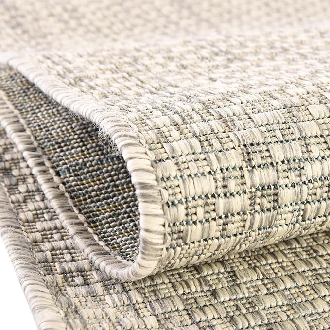 Unique Loom Collection Casual Transitional Solid Heathered Indoor/Outdoor Flatweave Area Rug (3' 3" Round, Light Gray/Ivory)