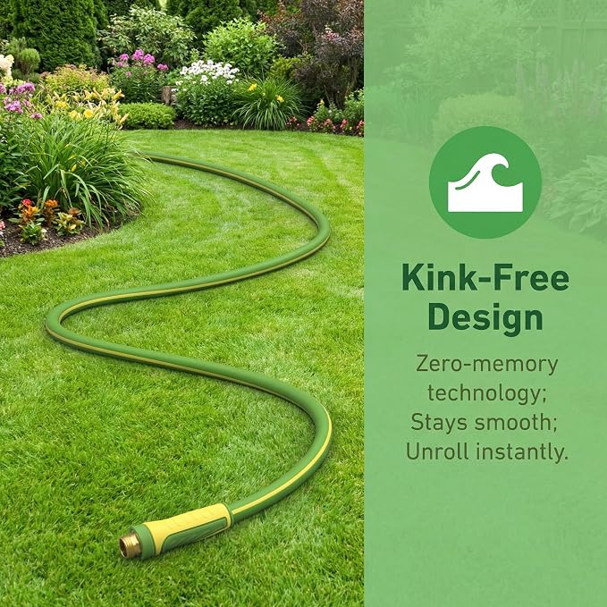 PremiumPro 25FT 5/8" Heavy Duty Reinforced Garden Hose, Large Flow,600 PSI Burst Pressure, Four Layer Hybrid Polymer Anti Kink with 360 Swivel Brass Connectors and handle for yard,washing & irrigation